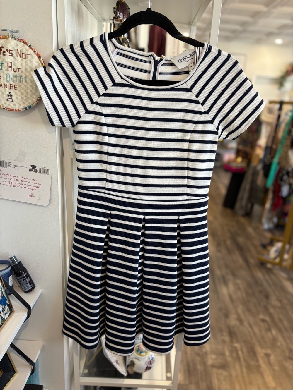 Elizabeth McKay Navy and White Striped Fit & Flare Dress